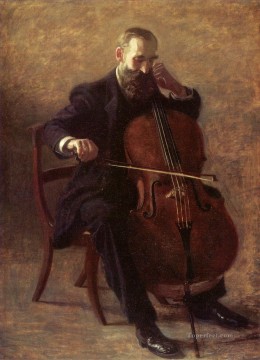 トーマス・イーキンス Painting - チェロ奏者のリアリズムのポートレート トーマス・イーキンス